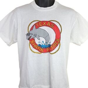 Texas Shark Patrol T Shirt Vintage 90s Shark Attack Made In USA Mens Size Medium